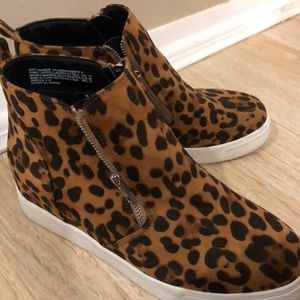 Leopard print sneaker booties